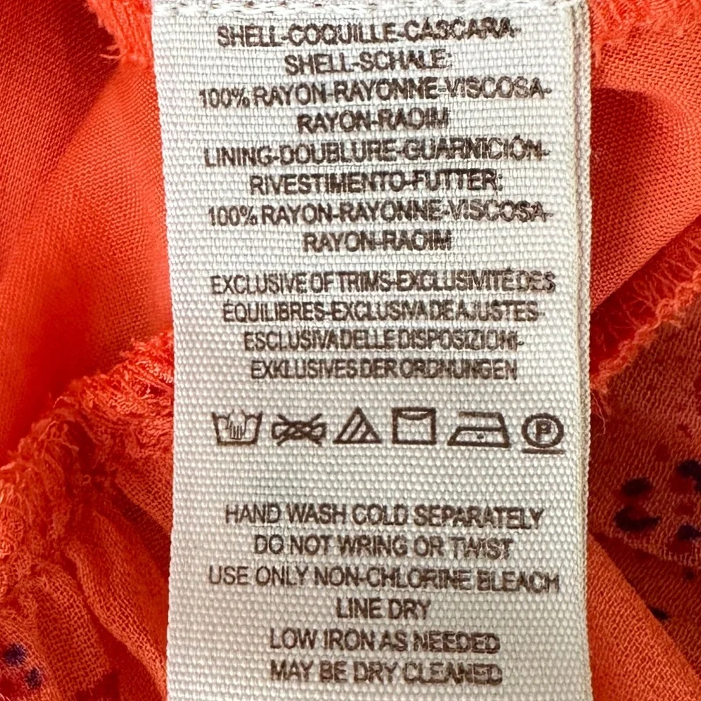 Free People Long Sleeve Smocked Mini Dress Orange XS Boho Festival Romantic